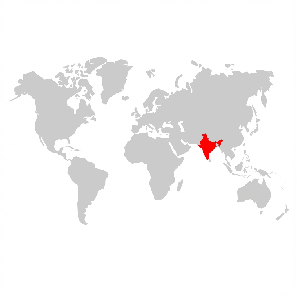 World Map with India Highlighted